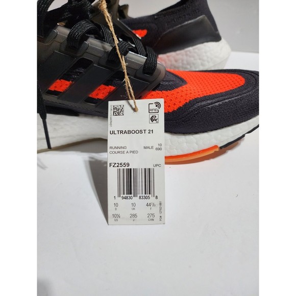 New Adidas UltraBoost 21 Carbon Solar Red 2021 Shoe FZ2559 Men\'s Size 10.5 main image 5